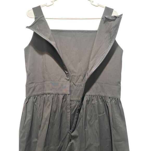 Lafayette 148 Old Money Preppy Midi dress Large 14 Black Square Neck Fit-Flare - Picture 11 of 16